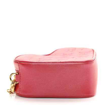 Louis Vuitton Lambskin Embossed Monogram Fall In Love Sac Coeur Heart Chain Bag Lipstick Red 4 of 9
