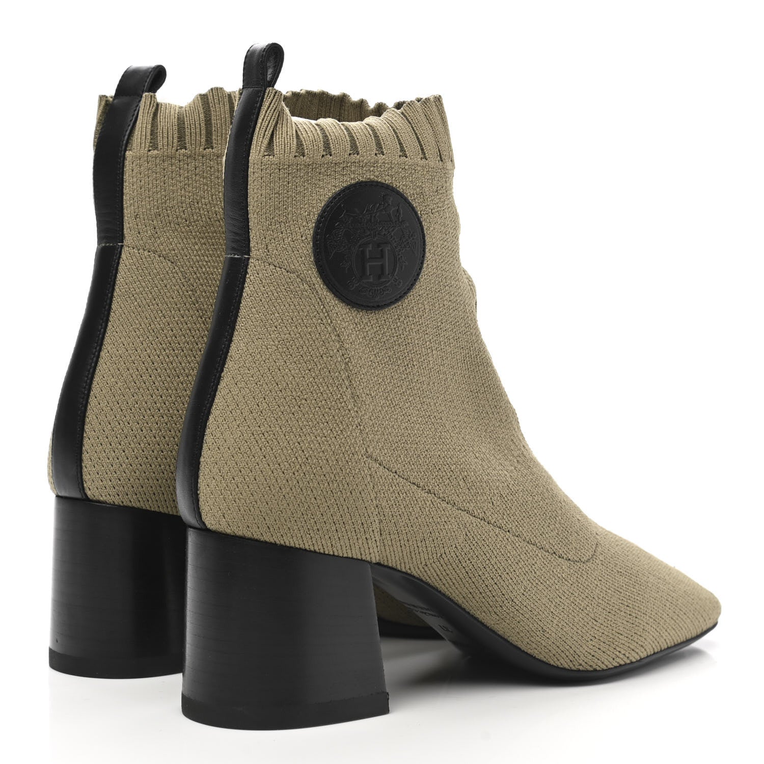 Hermes Knit Calfskin Volver 60 Ankle Boots 37 Vert Sapin 4 of 8