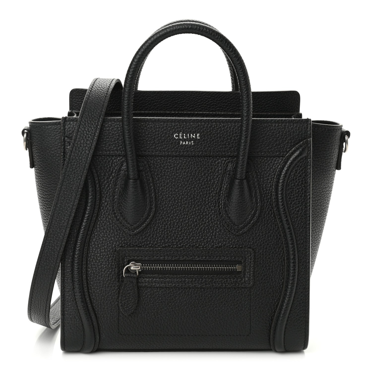 Celine Drummed Calfskin Nano Luggage Black 1 of 10