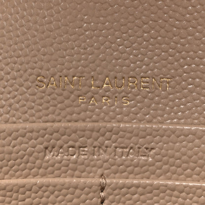 Saint Laurent Grain De Poudre Mixed Matelasse Triquilt Monogram Chain Wallet Dark Beige 7 of 14