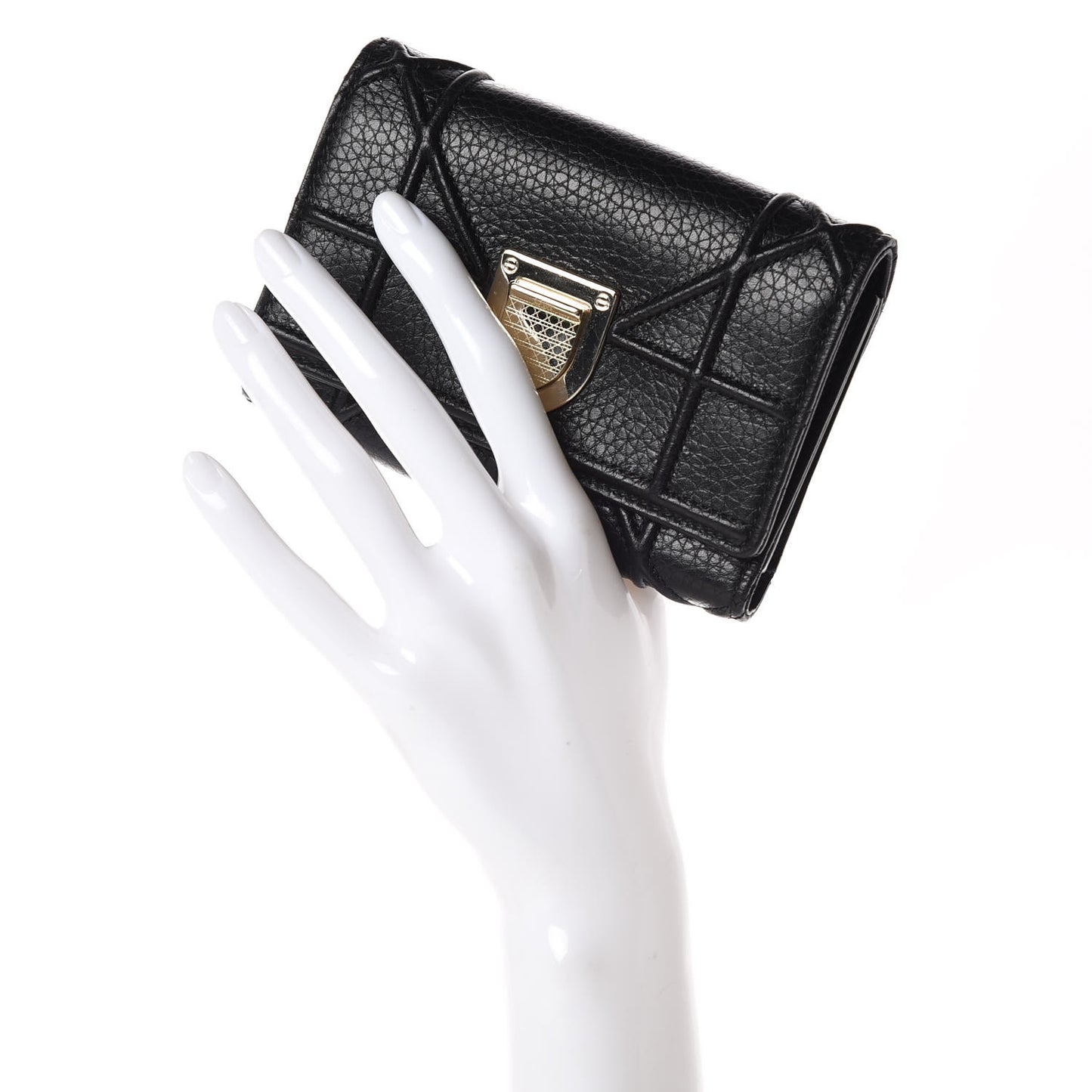 Grained Calfskin Cannage Diorama Elancee Wallet Black