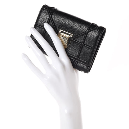 Christian Dior Grained Calfskin Cannage Diorama Elancee Wallet Black 2 of 7