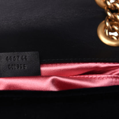 Gucci Velvet Matelasse Embroidered Mini GG Marmont Shoulder Bag Black 7 of 9