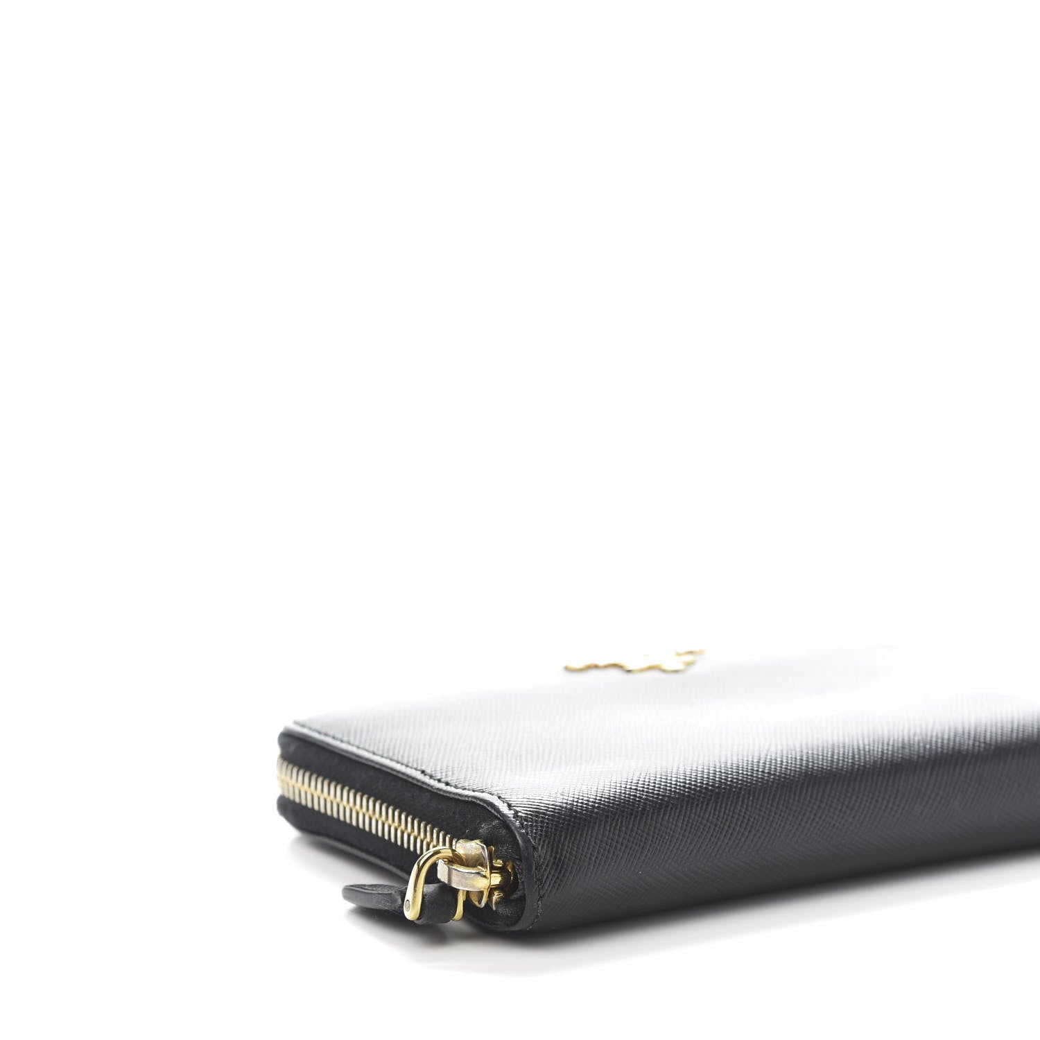 Prada Saffiano Metal Zip Around Wallet Black 7 of 8