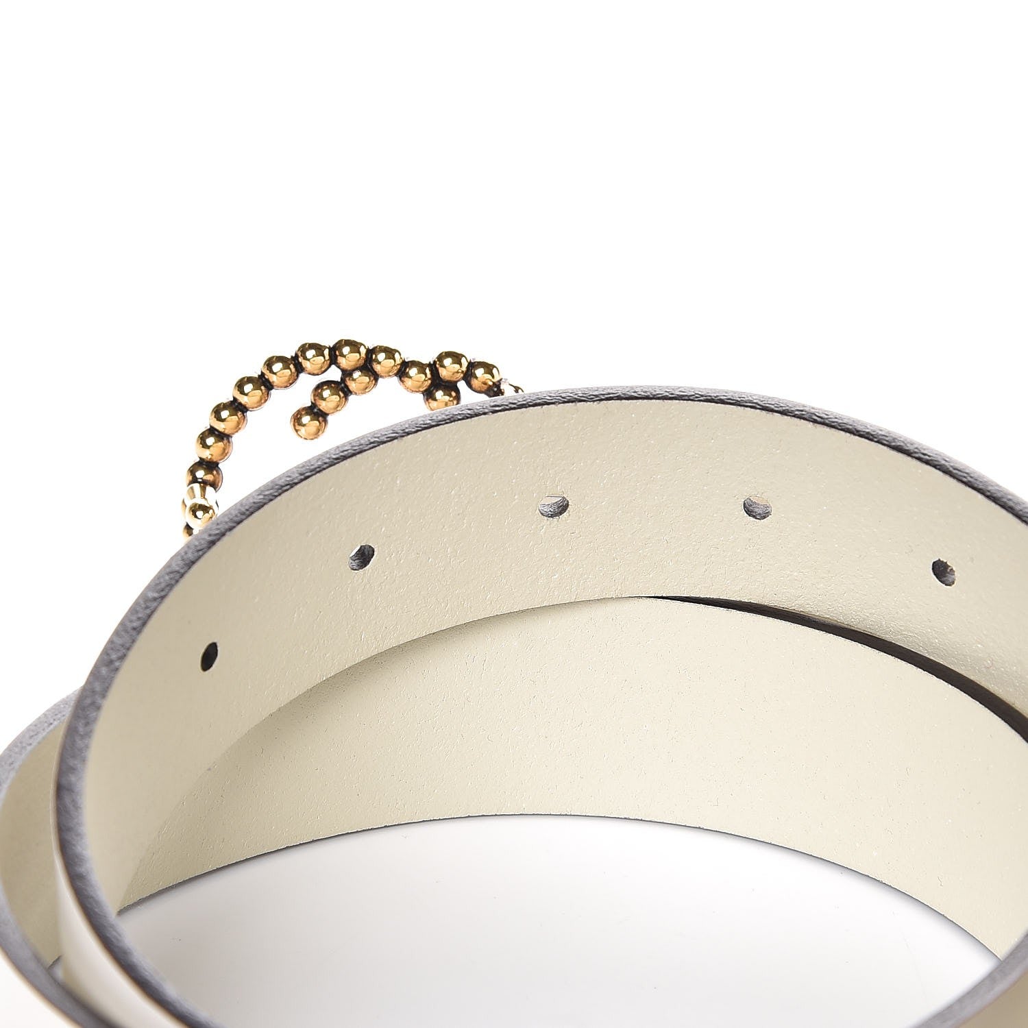 Gucci Margaux Calfskin Studded Interlocking G 30mm Belt 85 34 Mystic White 5 of 6