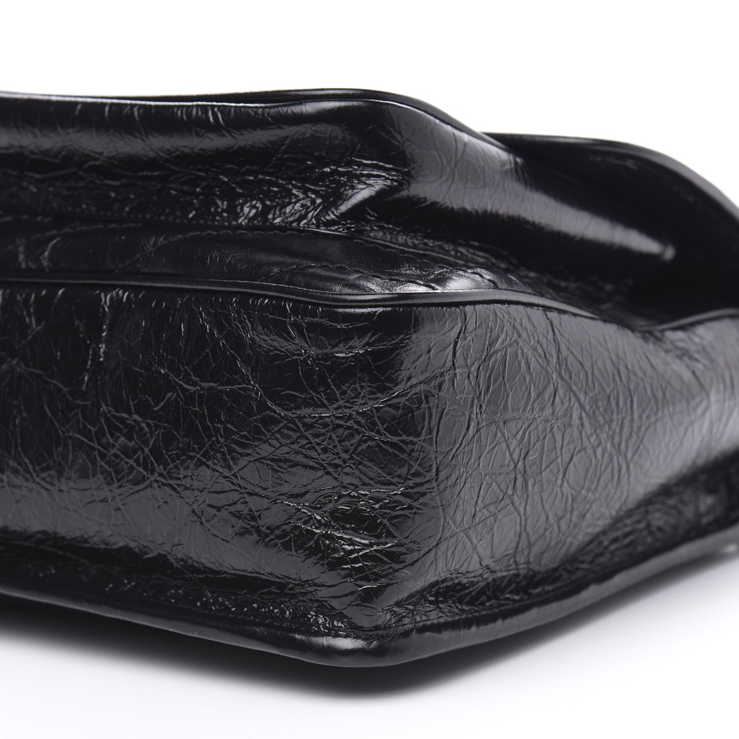 Saint Laurent Crinkled Calfskin Matelasse Monogram Large Niki Chain Satchel Black 10 of 11