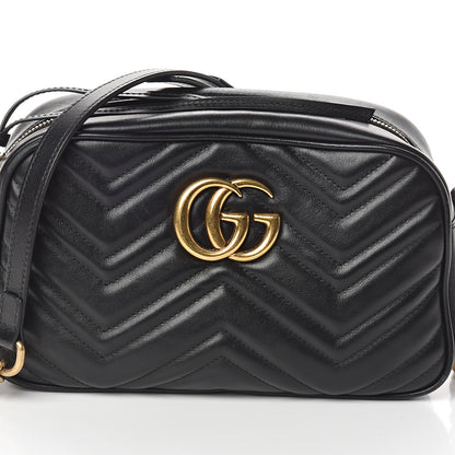 Gucci Calfskin Matelasse Small GG Marmont Chain Shoulder Bag Black 6 of 8