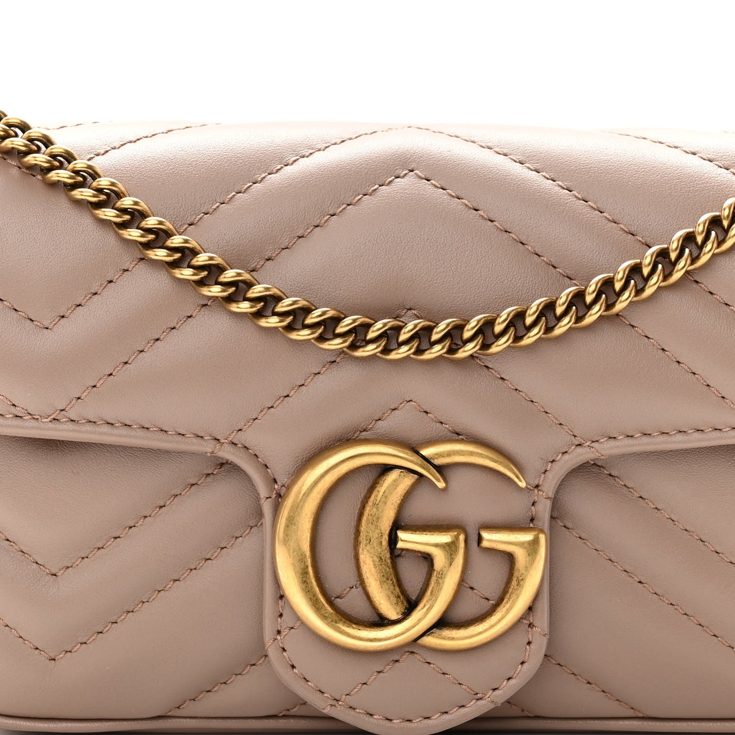 Calfskin Matelasse Super Mini GG Marmont Shoulder Bag Porcelain Rose