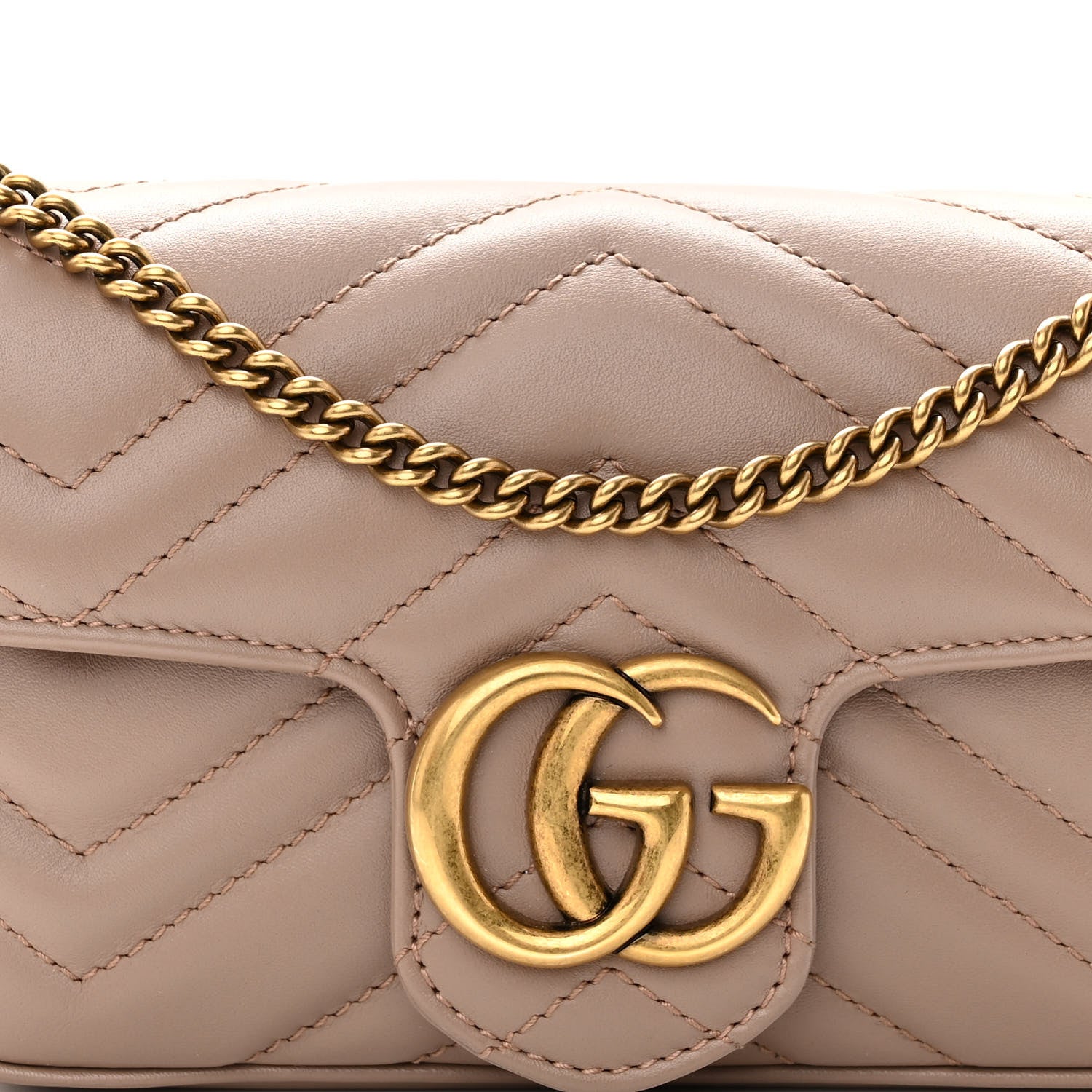 Gucci Calfskin Matelasse Super Mini GG Marmont Shoulder Bag Porcelain Rose 8 of 11