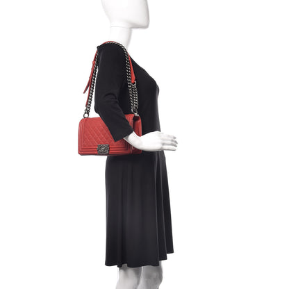 Chanel Caviar Quilted Medium Boy Flap Red 2 of 14