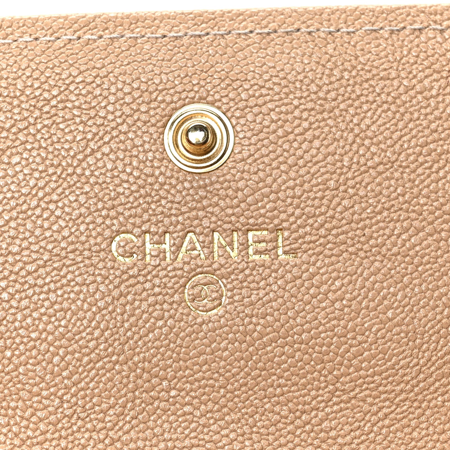 Caviar Quilted Large Boy Gusset Flap Wallet Beige