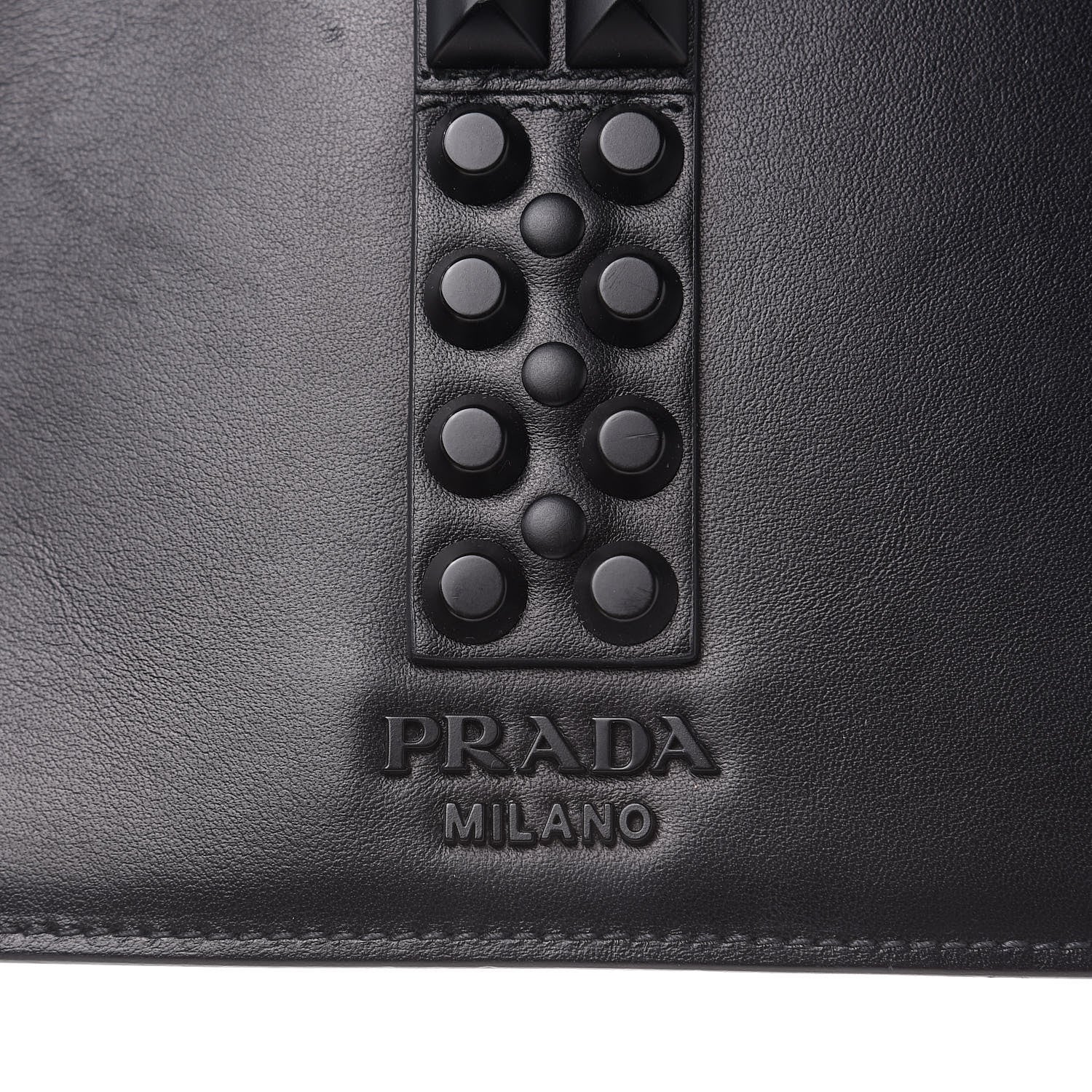 Prada Saffiano City Calfskin Monochrome Studded Large Elektra Shoulder Bag Black 7 of 10
