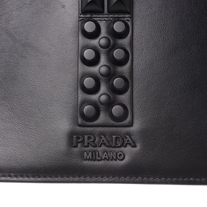 Prada Saffiano City Calfskin Monochrome Studded Large Elektra Shoulder Bag Black 7 of 10
