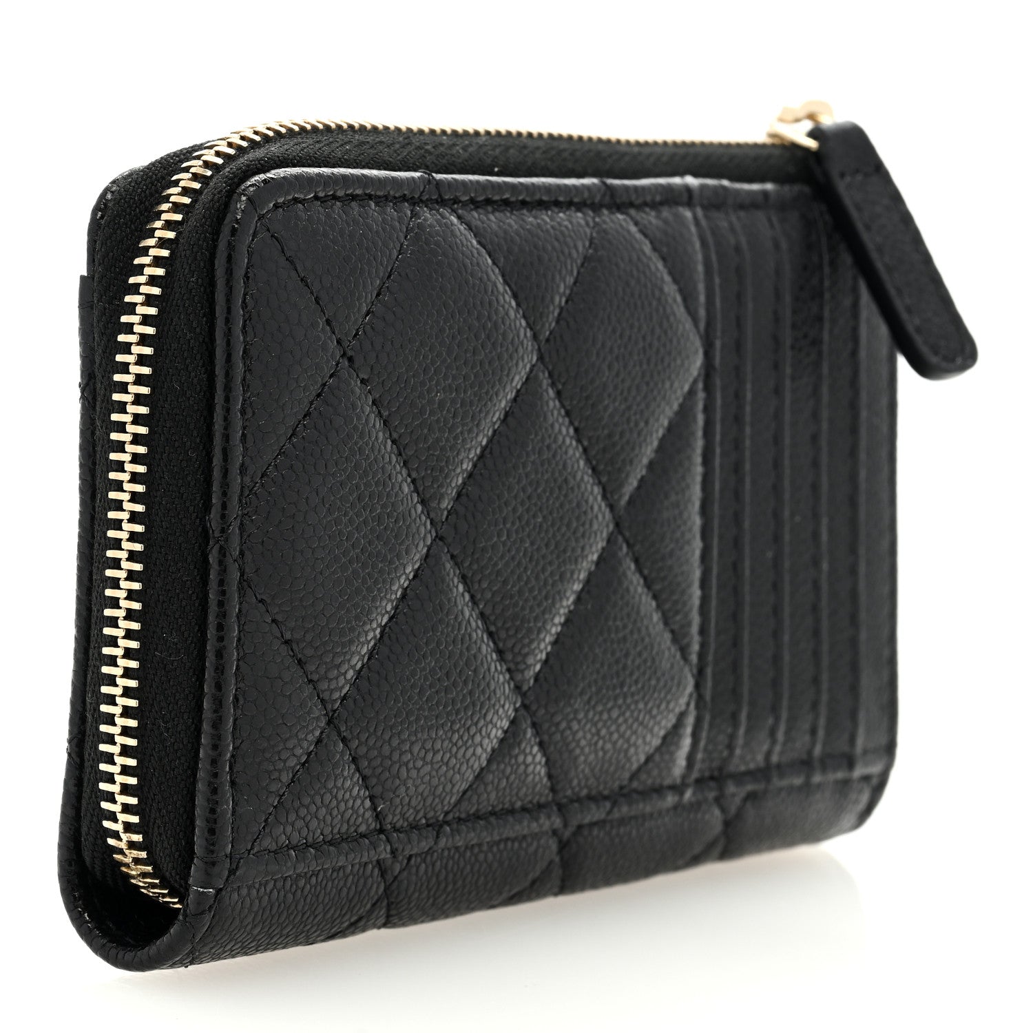 Chanel Caviar Quilted CC Zip Around Card Holder Black 3 of 8