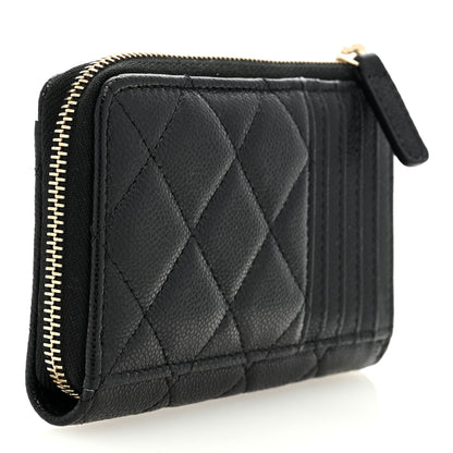 Chanel Caviar Quilted CC Zip Around Card Holder Black 3 of 8