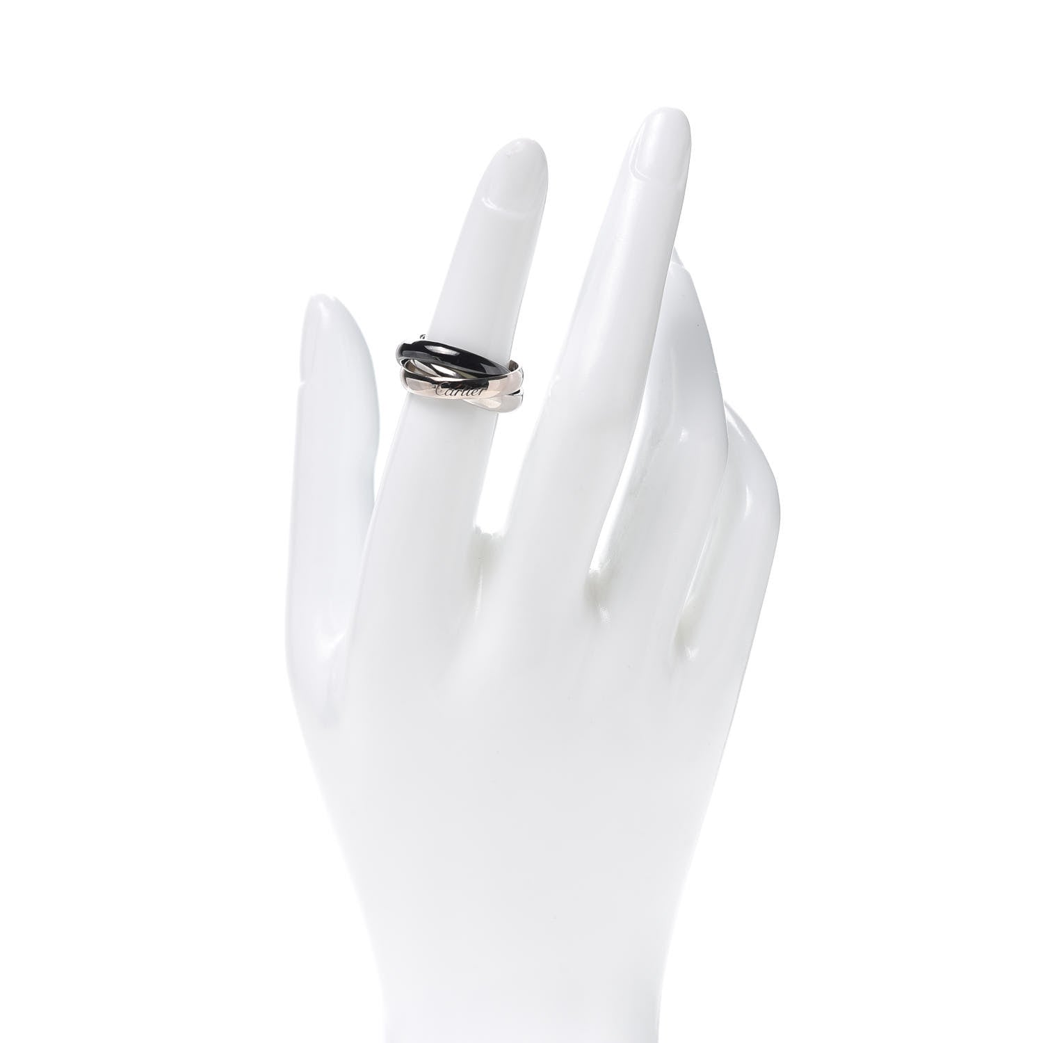 Cartier 18K White Gold Palladium Black Ceramic Trinity Ring 50 5.25 2 of 5