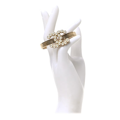 Chanel Pearl CC Cuff Bracelet Gold Pearly White 2 of 4