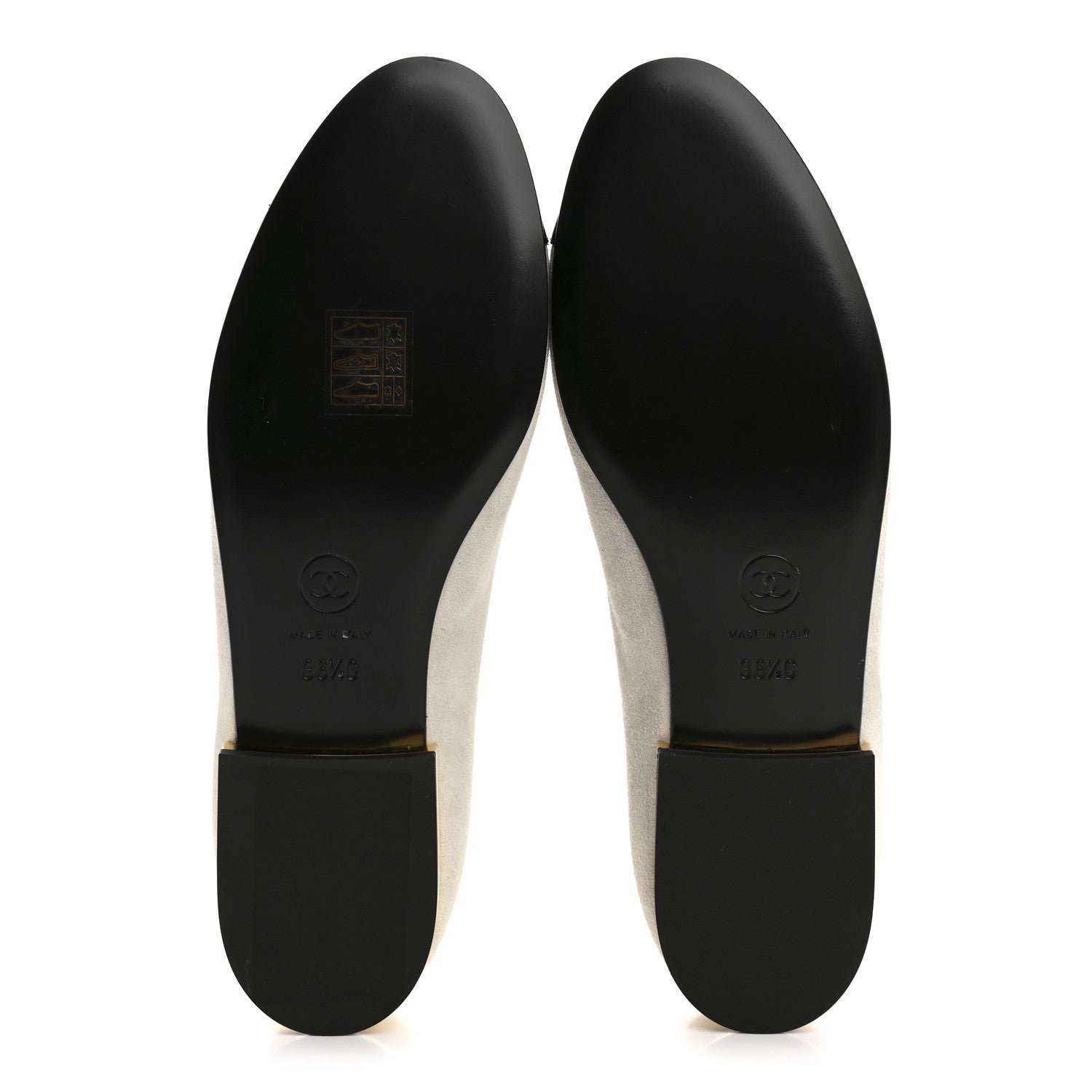 Chanel Suede Calfskin Patent Calfskin Cap Toe CC Mary Jane Flats 36.5 Light Gray Black 6 of 10