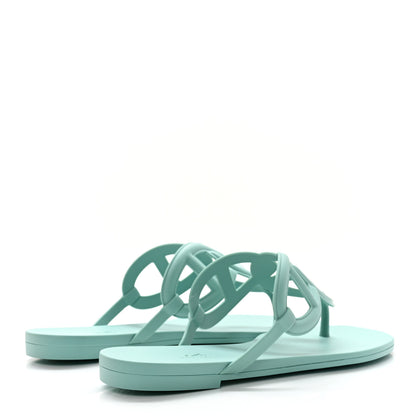 Hermes Rubber Womens Egerie Sandals 37 Vert Embrun 4 of 8