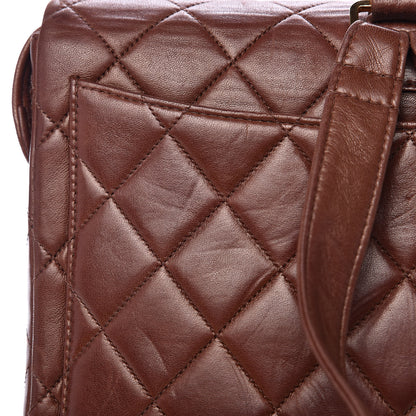 Chanel Lambskin Quilted Backpack Brown 10 of 20