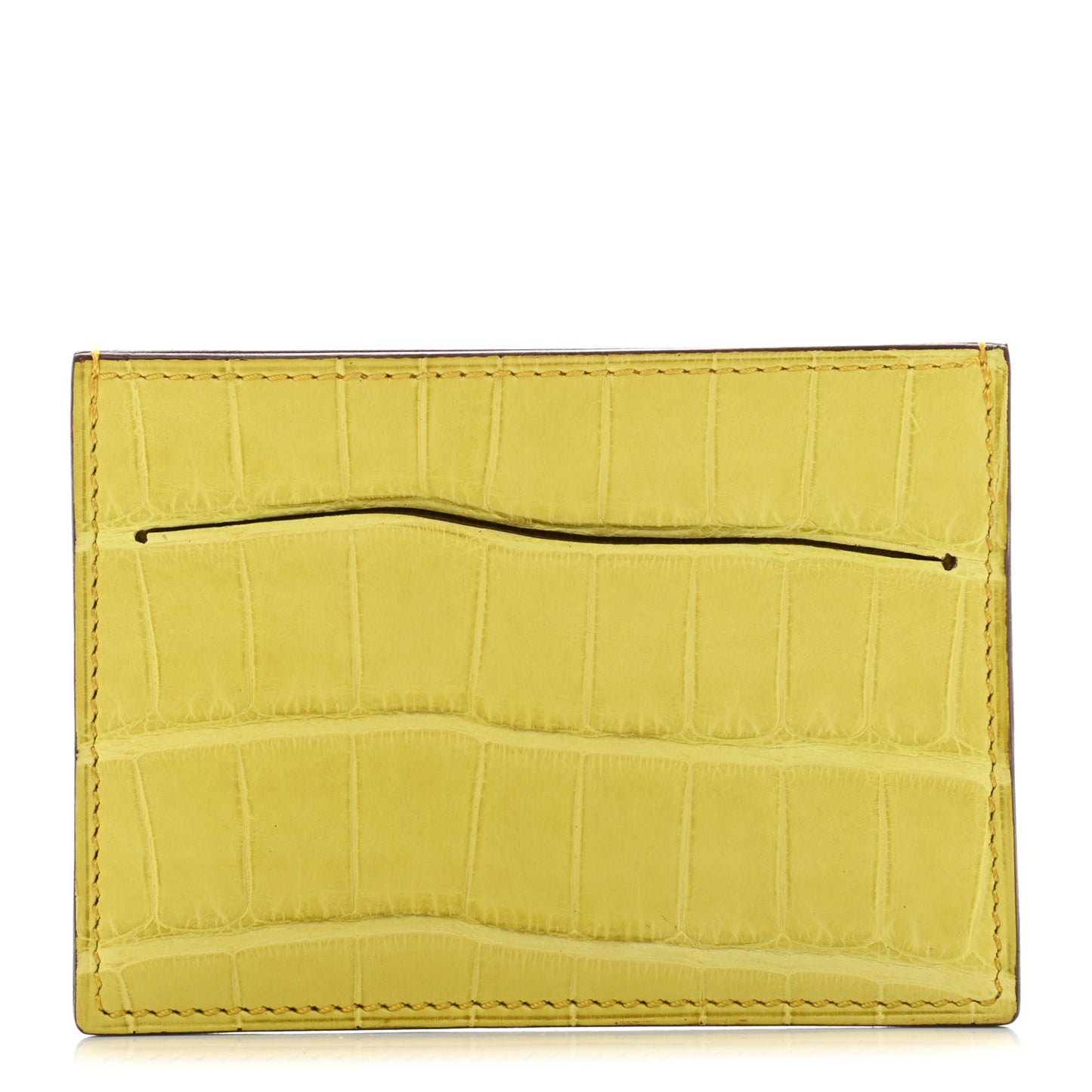 Matte Alligator Petit H Card Case Mimosa