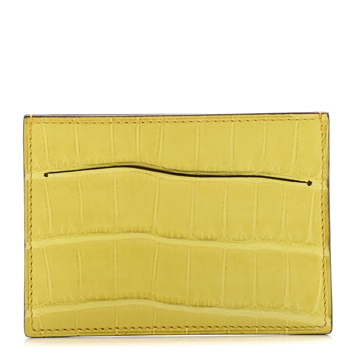Hermes Matte Alligator Petit H Card Case Mimosa 1 of 6