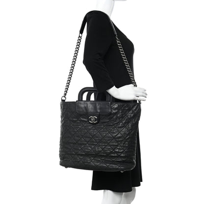 Chanel Iridescent Calfskin Quilted In The Mix Shopping Tote Black 2 of 23