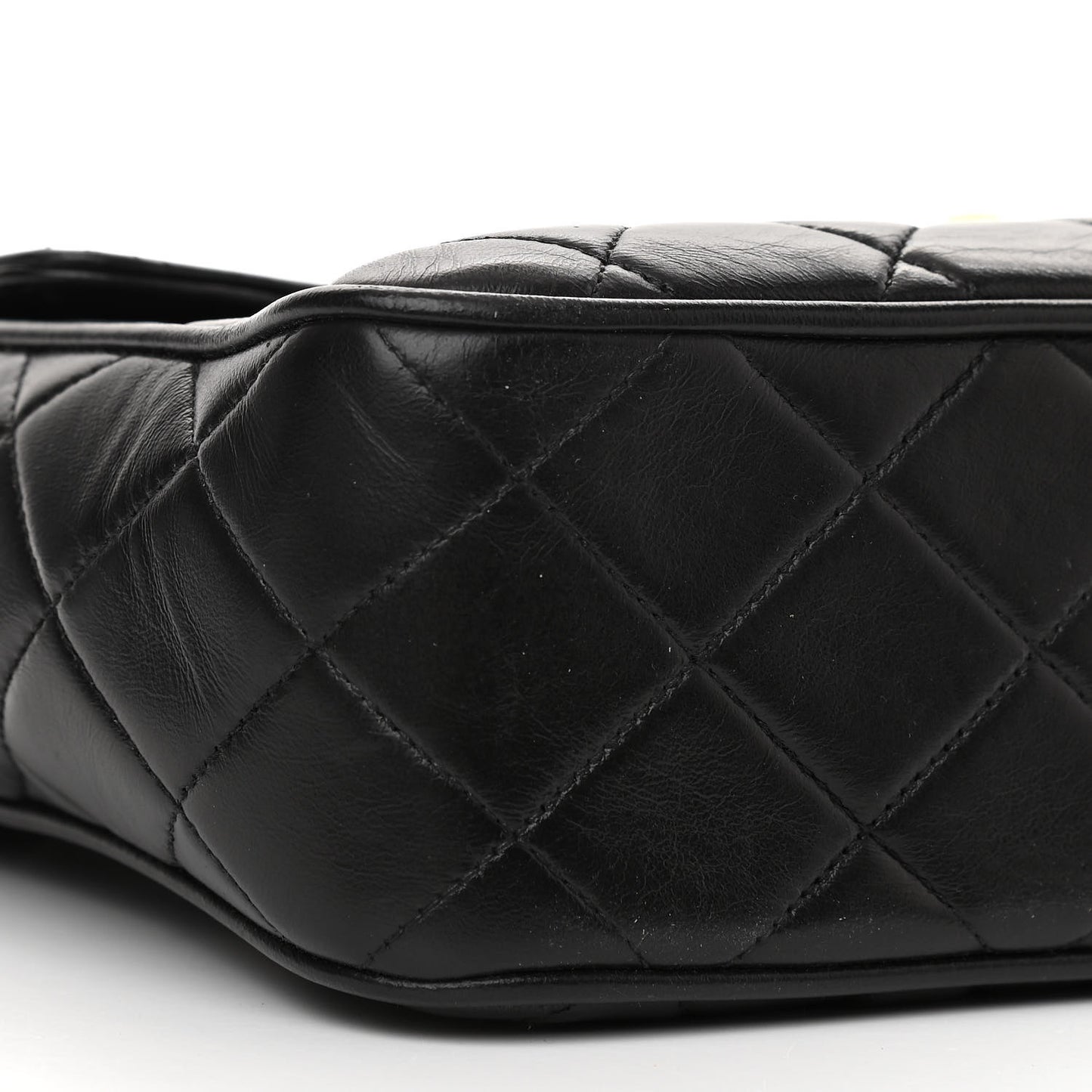 Lambskin Quilted Tassel Flap Camera Case Black