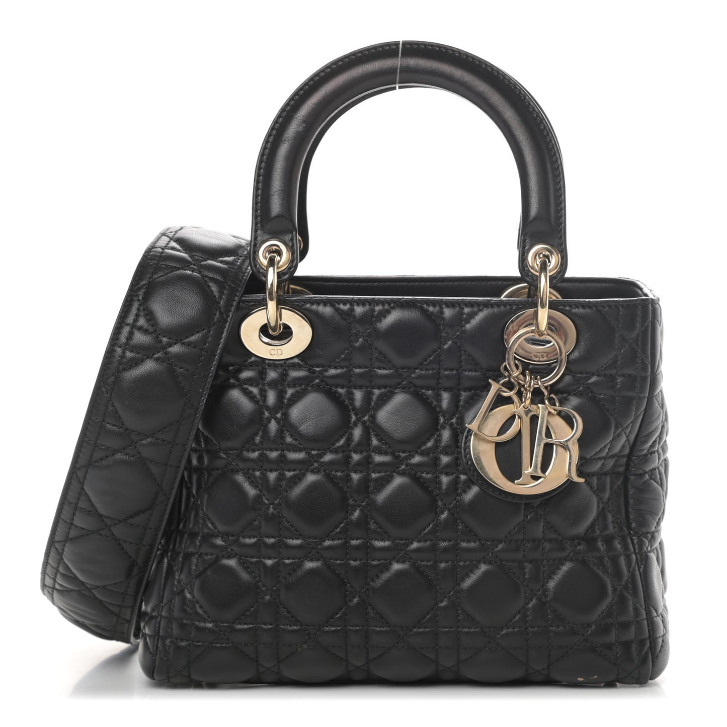 Lambskin Cannage Medium Supple Lady Dior Black