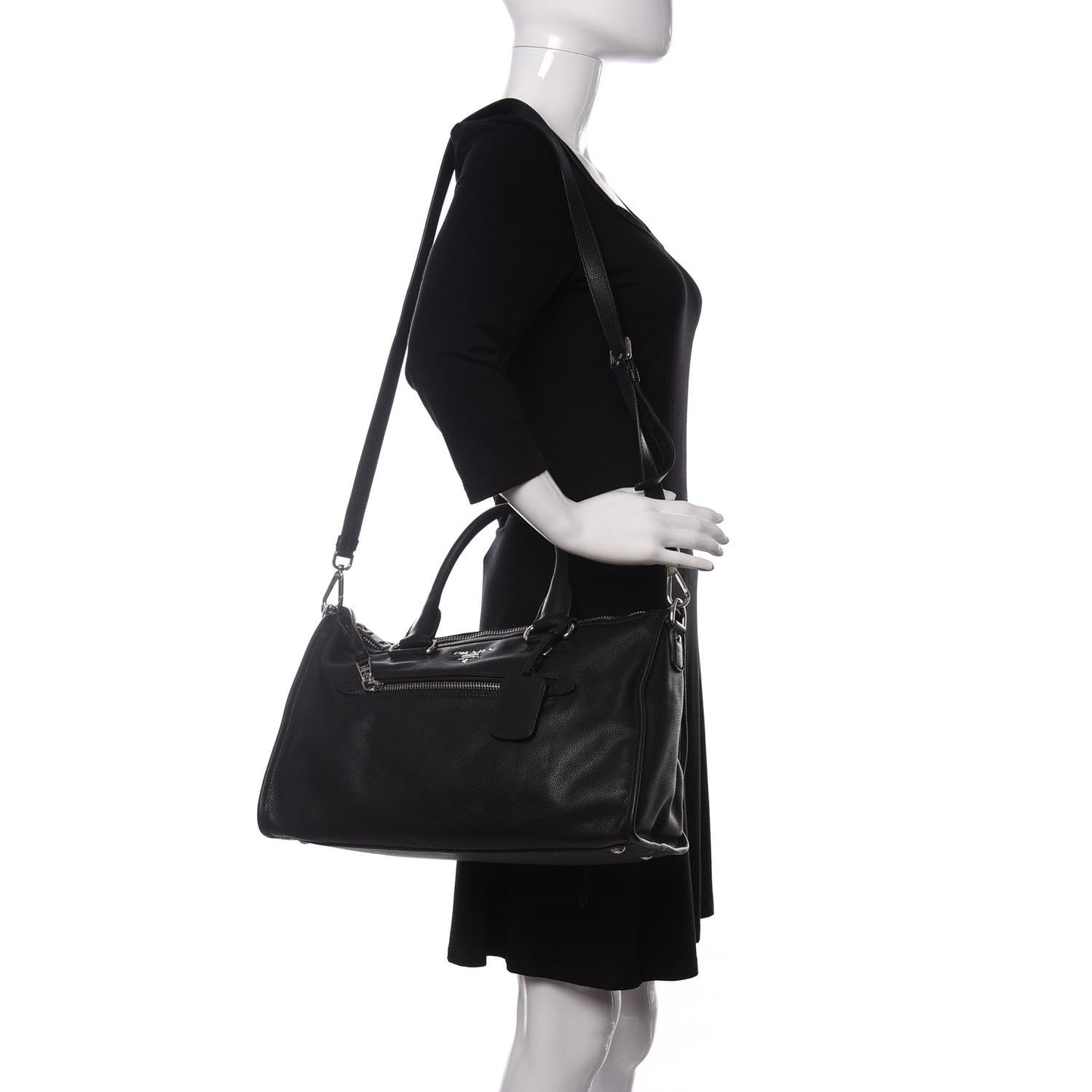 Vitello Phenix Shopping Satchel Black