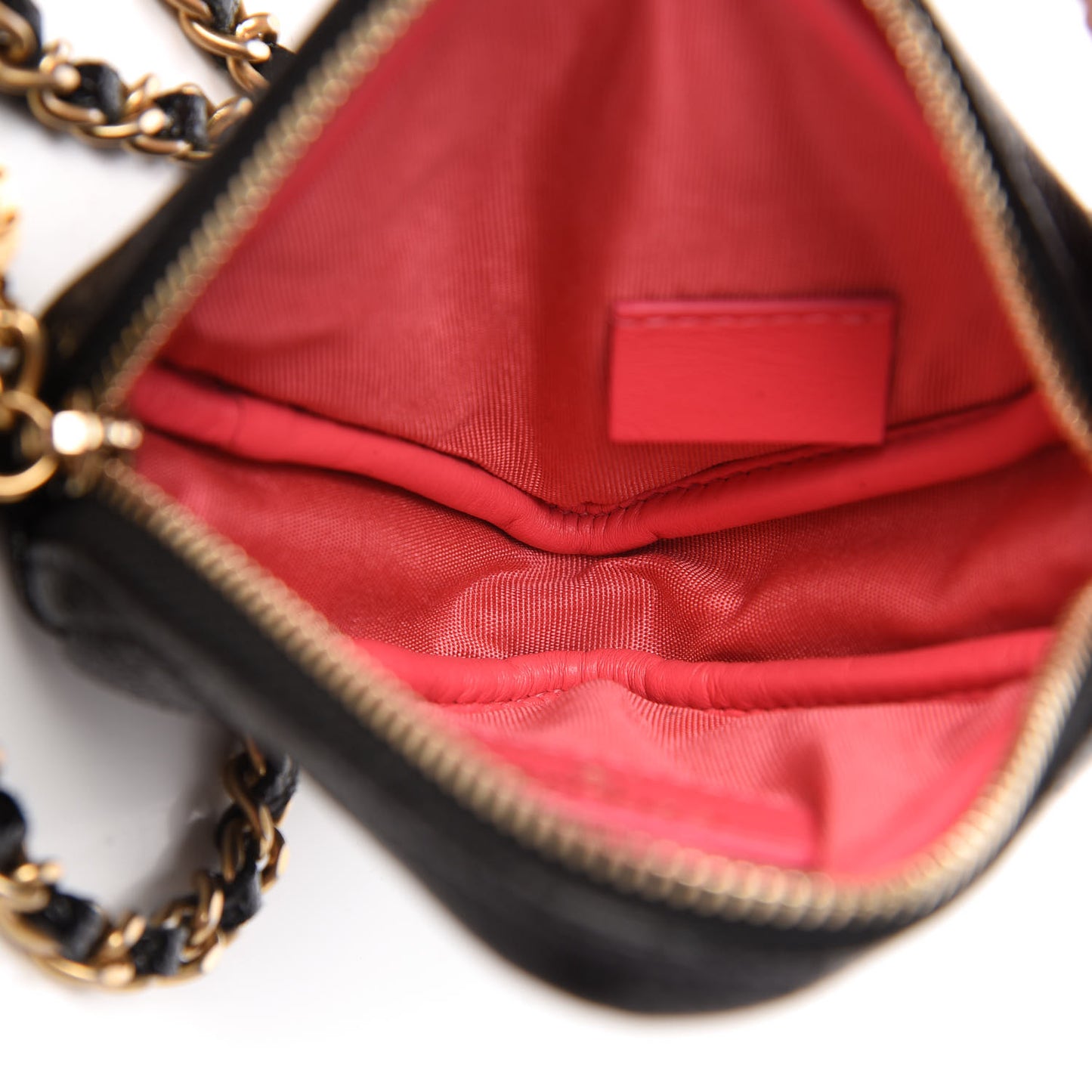 Caviar Quilted Diamond Coin Purse With Chain Black