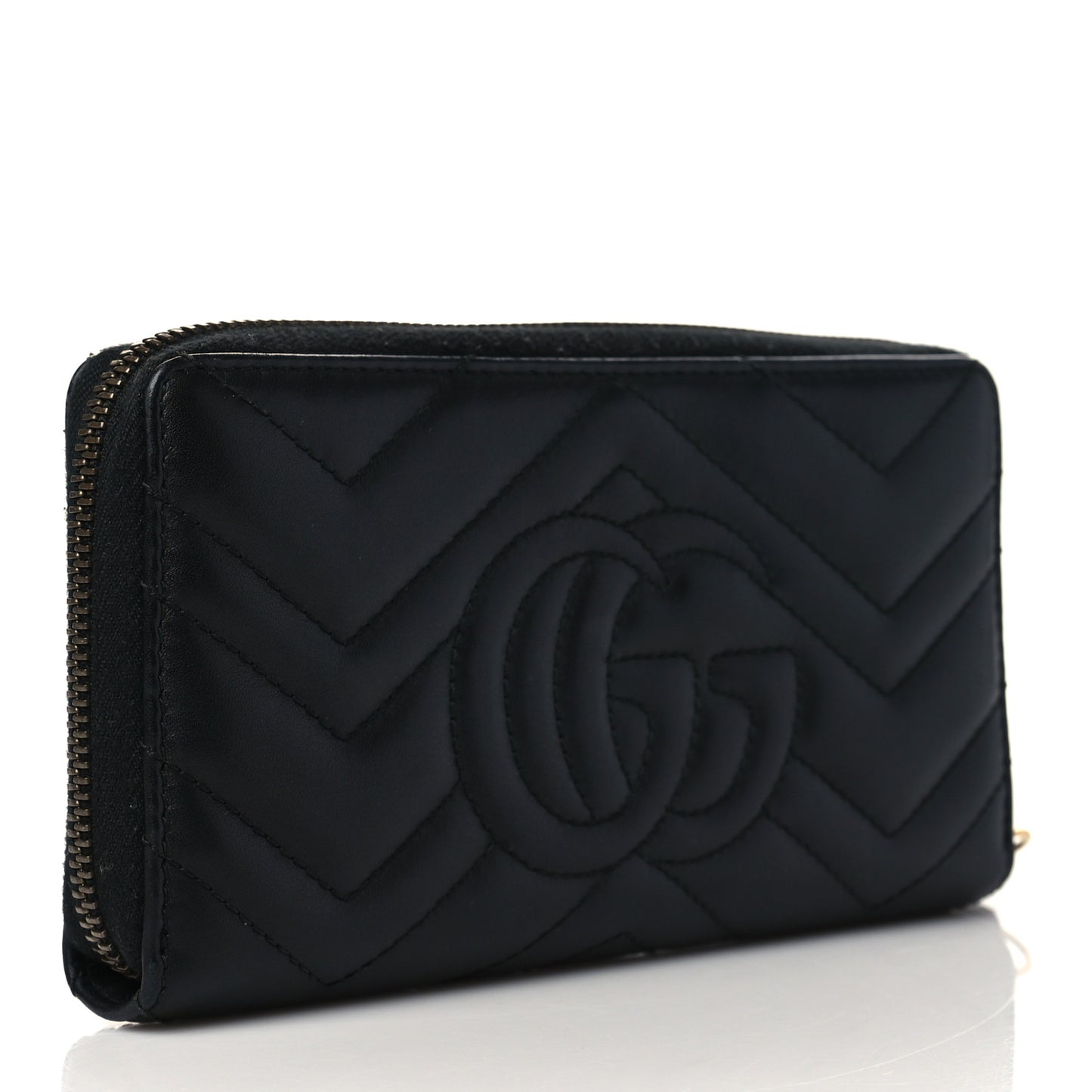 Calfskin Matelasse GG Marmont Zip Around Wallet Black