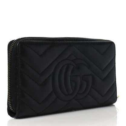 Gucci Calfskin Matelasse GG Marmont Zip Around Wallet Black 3 of 6