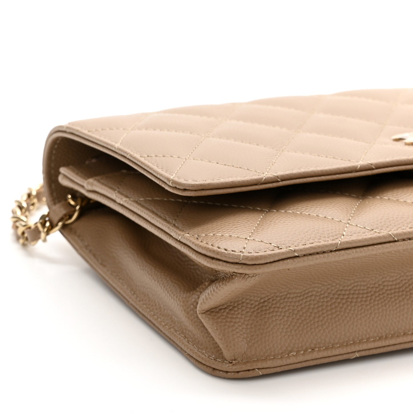 Caviar Quilted Wallet On Chain WOC Dark Beige
