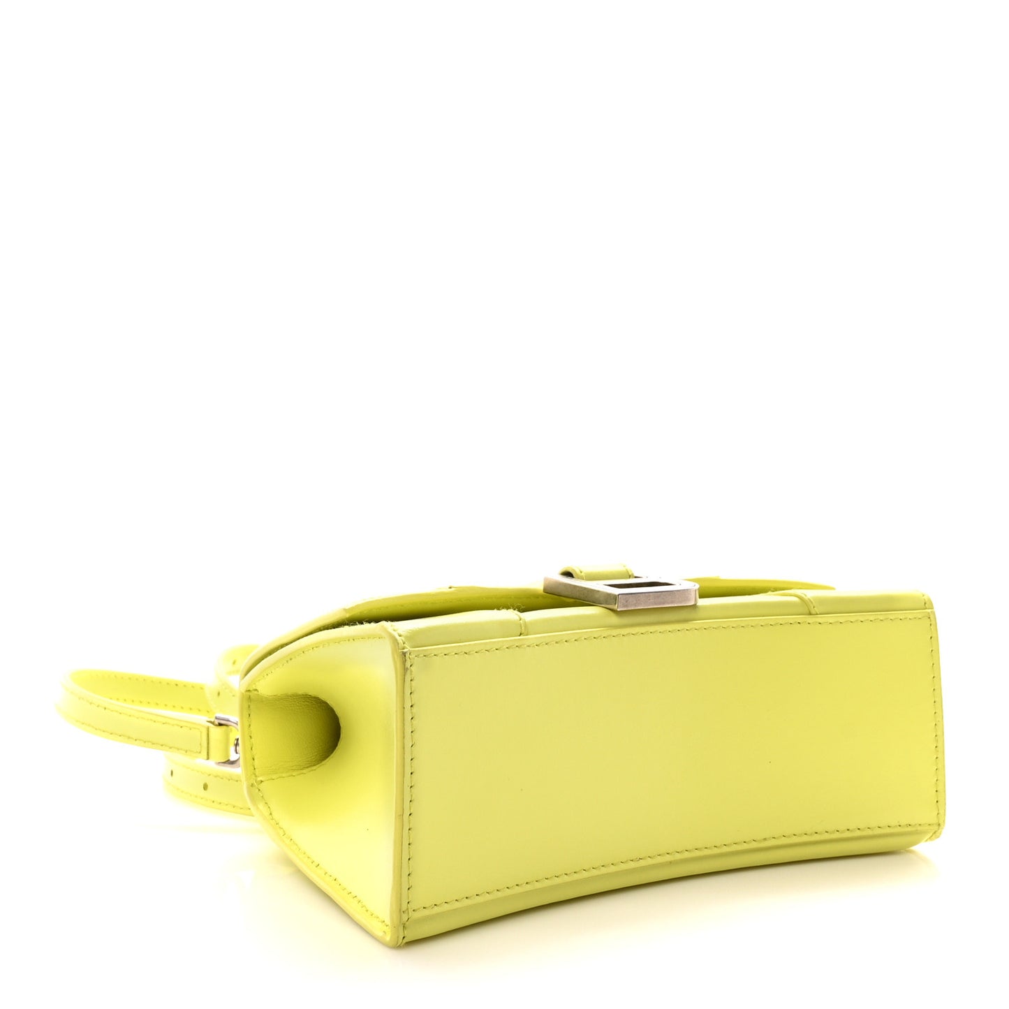 Shiny Box Calfskin Hourglass Top Handle Bag XS Lime