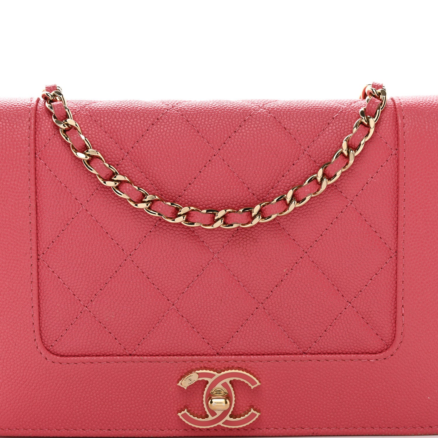 Chanel Caviar Quilted Vintage Mademoiselle Wallet On Chain WOC Dark Pink 3 of 12