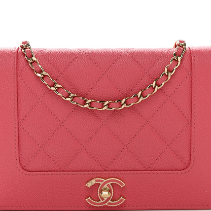 Chanel Caviar Quilted Vintage Mademoiselle Wallet On Chain WOC Dark Pink 3 of 12