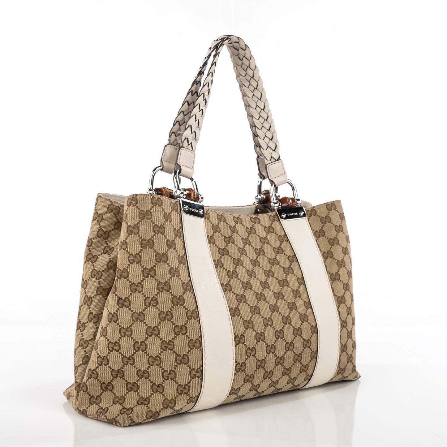 Monogram Bamboo Bar Medium Tote Off White