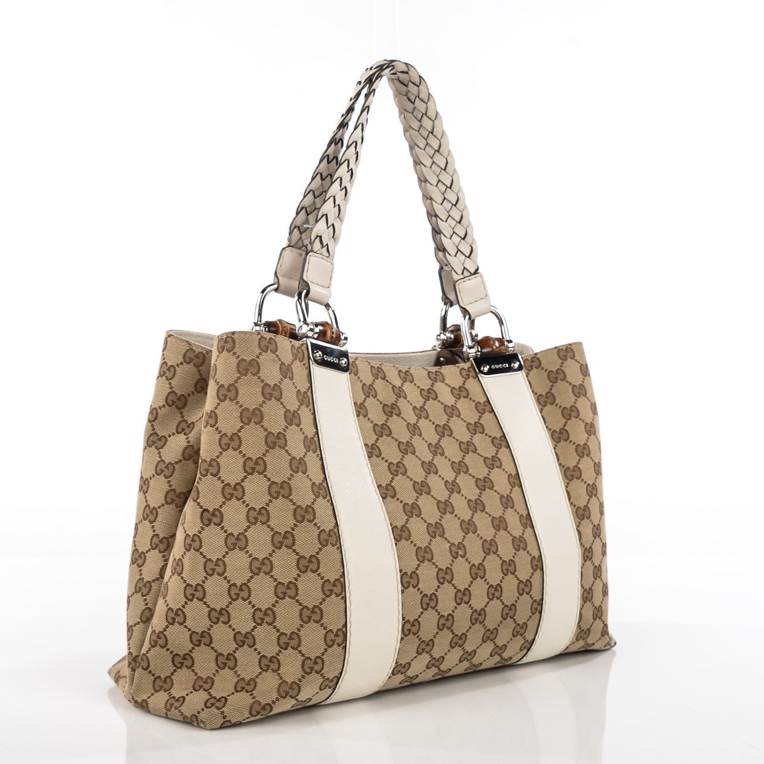 Gucci Monogram Bamboo Bar Medium Tote Off White 3 of 7