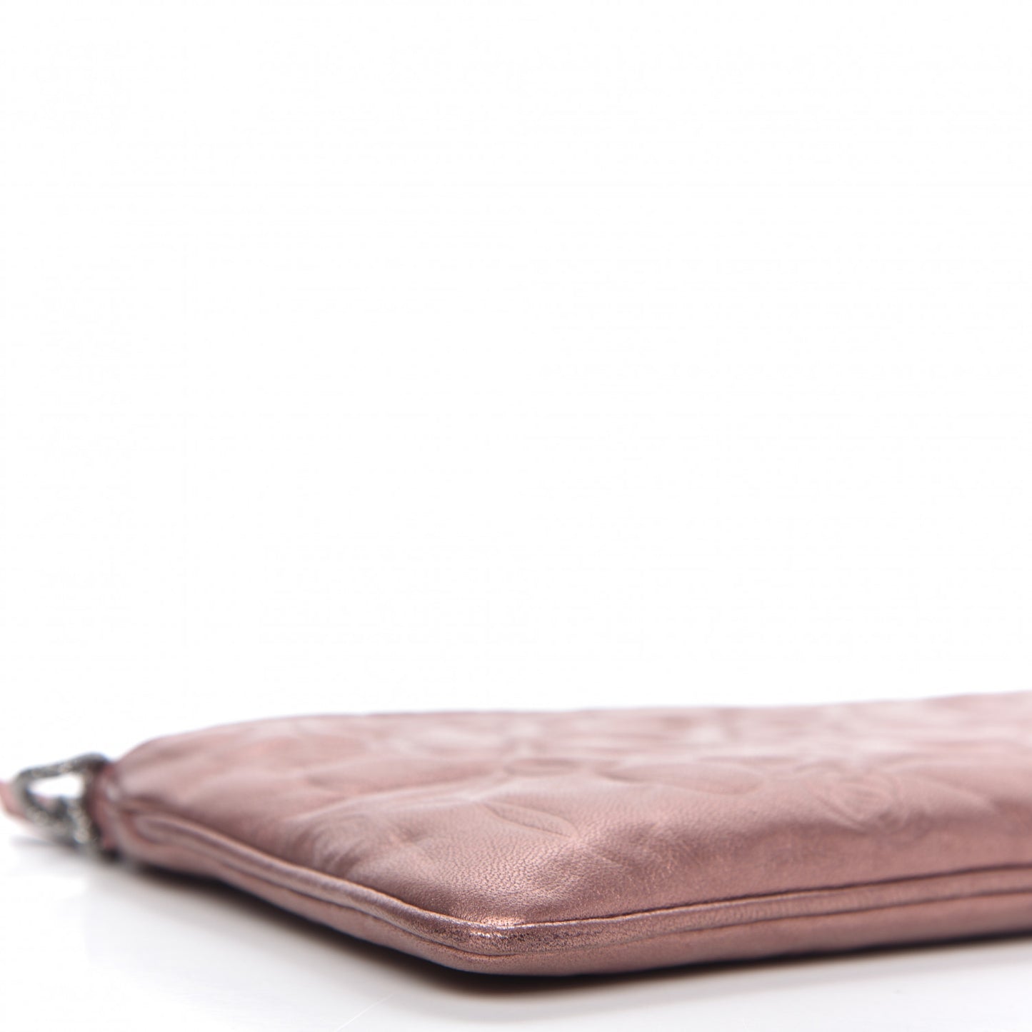 Metallic Lambskin Camellia Chain Pouch Pink