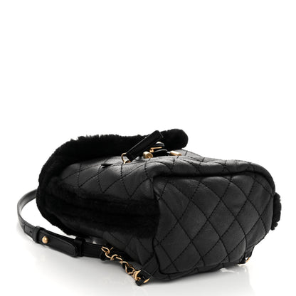 Chanel Lambskin Shearling Quilted CC Backpack Black 4 of 9