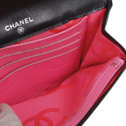 Chanel Calfskin Quilted Cambon Billfold Wallet Black White 8 of 9