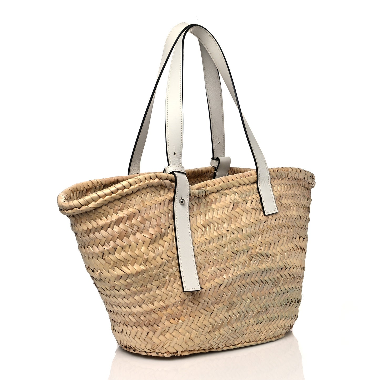 Raffia Basket Tote Bag Natural White