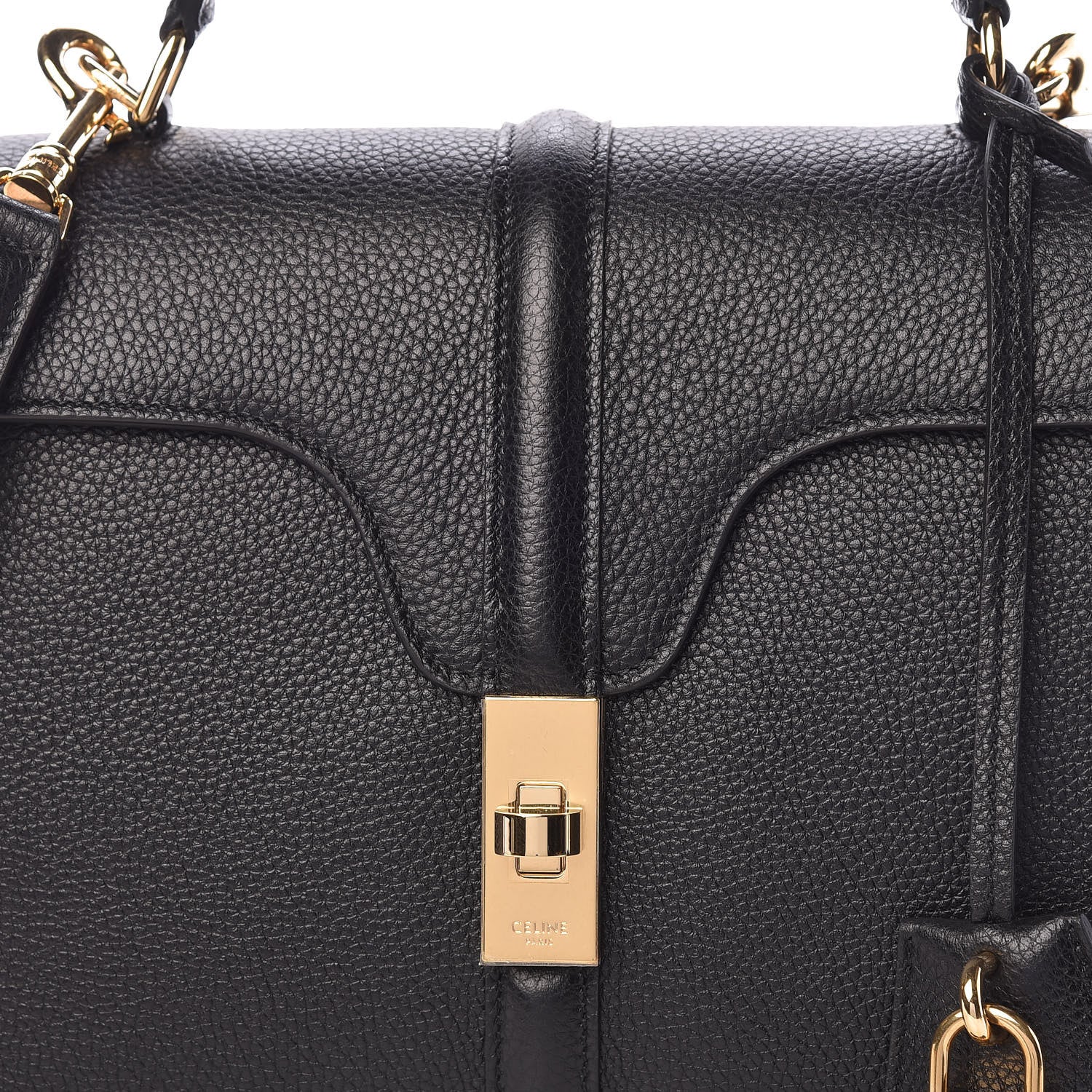 Celine Grained Calfskin Small 16 Top Handle Bag Black 10 of 12