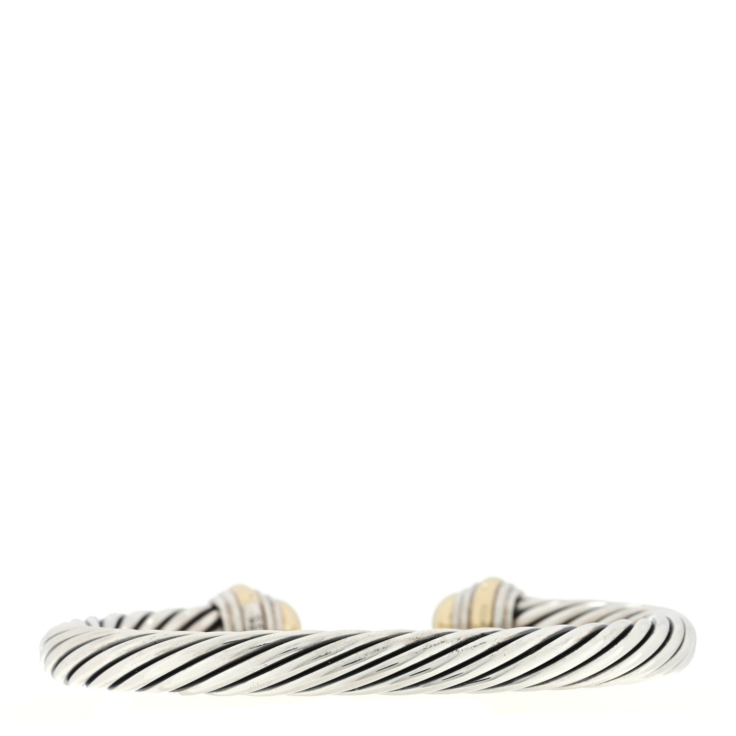 David Yurman Sterling Silver 14K Yellow Gold 7mm Cable Classics Dome Bracelet 2 of 3