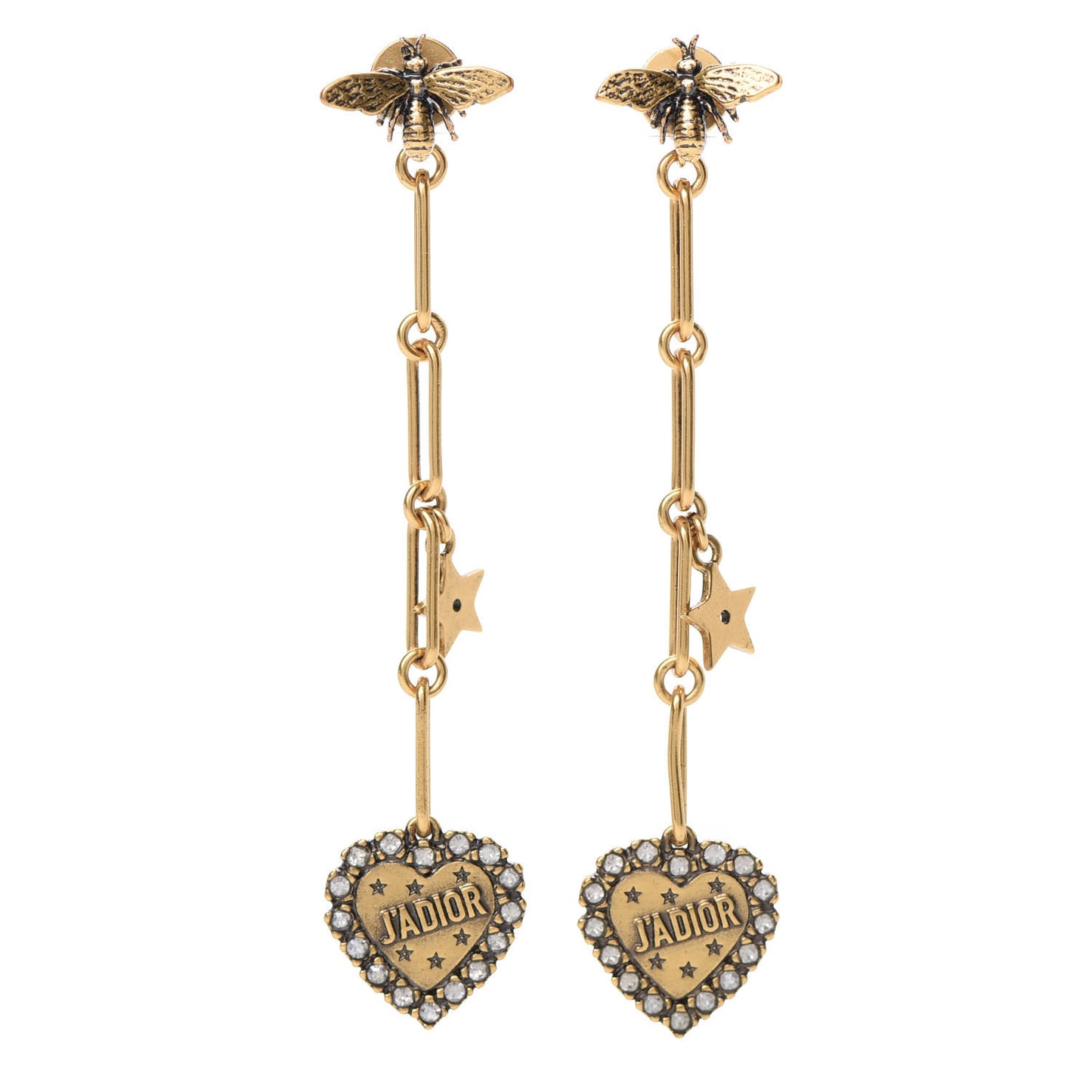 Metal Crystal Heart J'adior Drop Earrings Gold