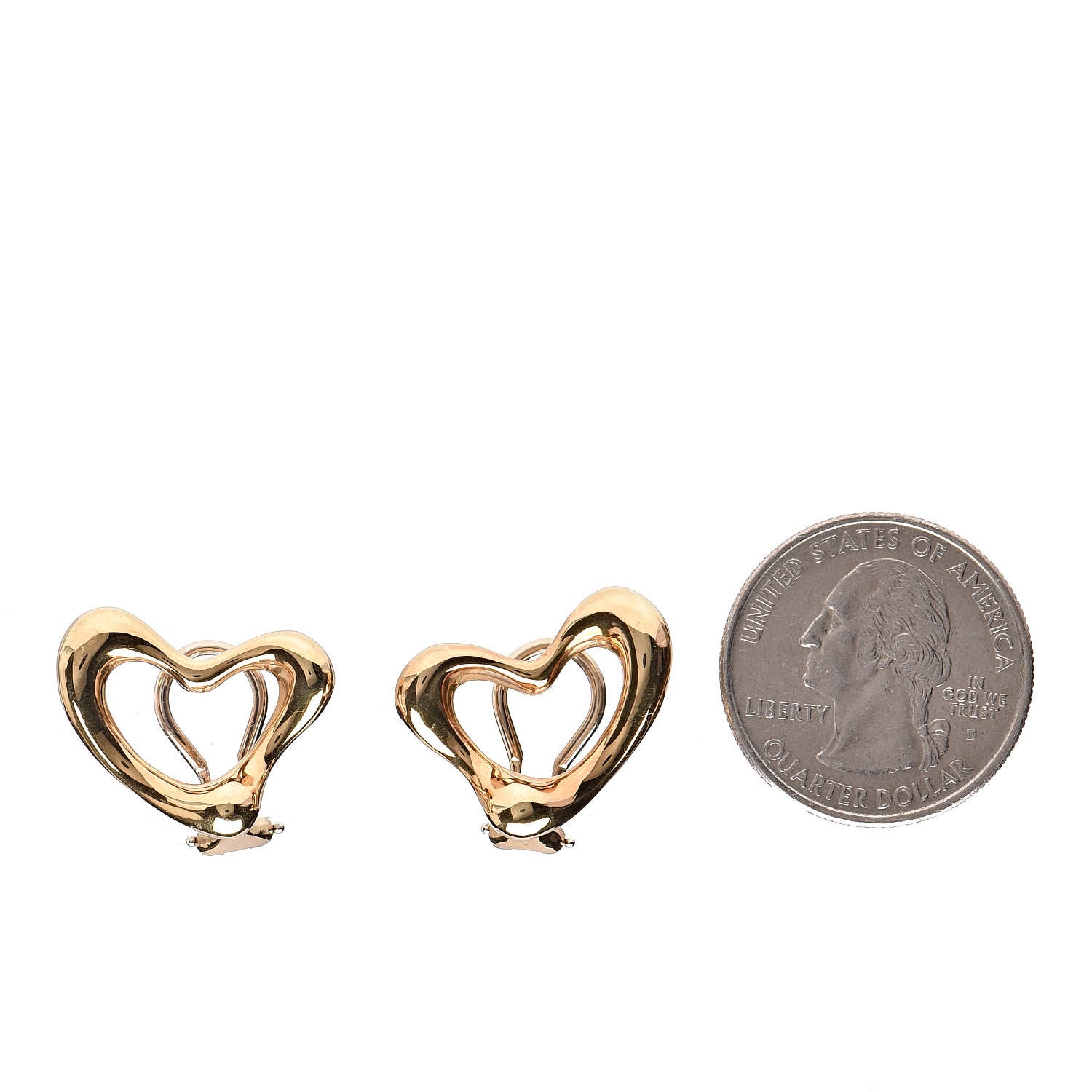 Tiffany 18K Yellow Gold 21mm Elsa Peretti Open Heart Clip-On Earrings 2 of 4