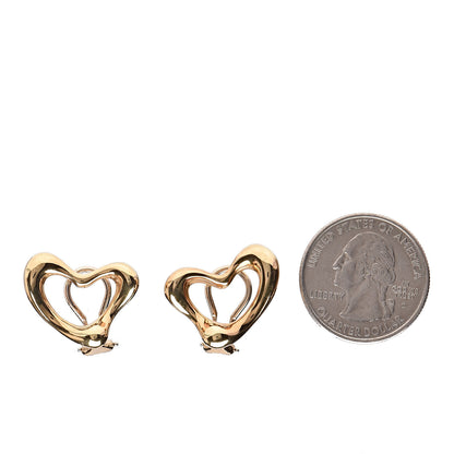 Tiffany 18K Yellow Gold 21mm Elsa Peretti Open Heart Clip-On Earrings 2 of 4