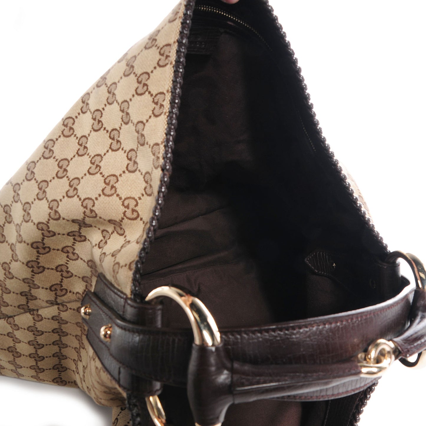 Monogram Large Horsebit Chain Hobo Brown