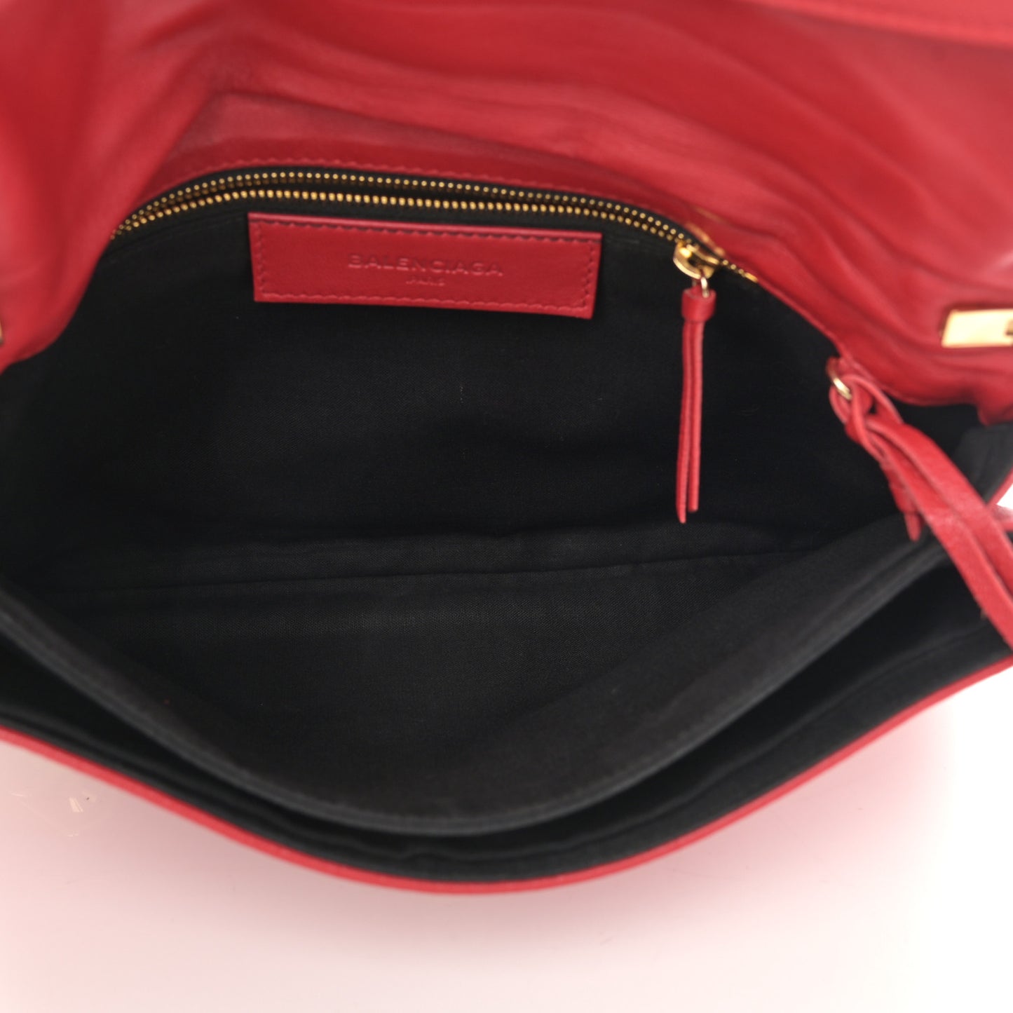 Chevre Gold Metallic Edge Hardware Envelope Clutch Rouge Grenade